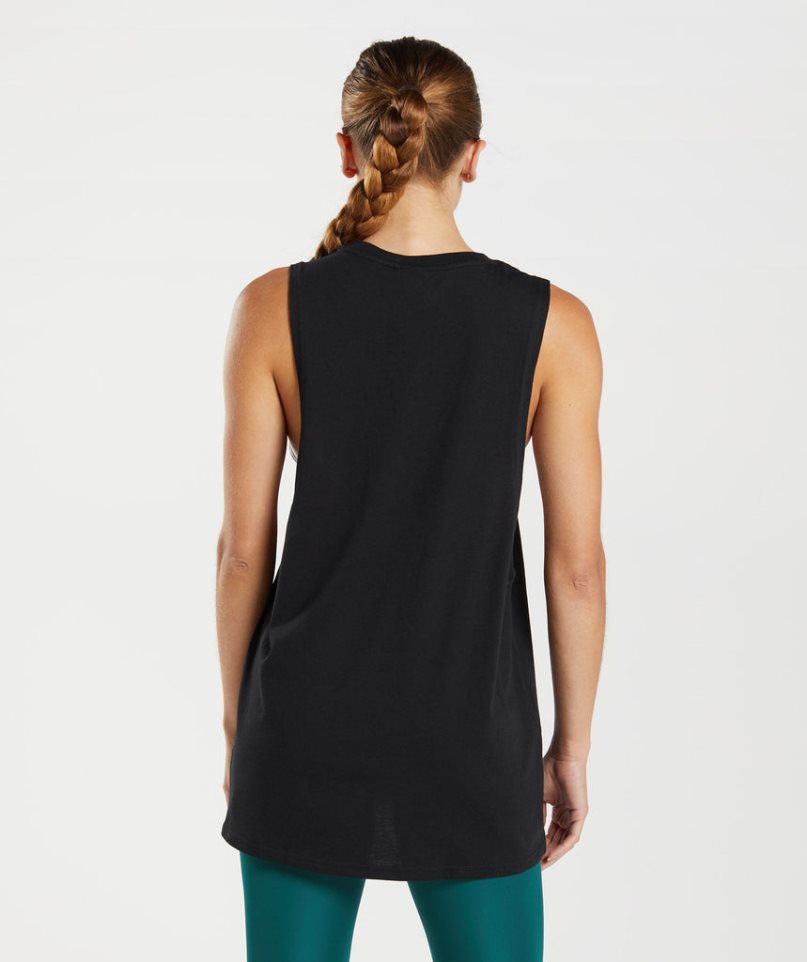 Women's Gymshark Training Drop Arm Tanks Black | NZ 6AHFUC